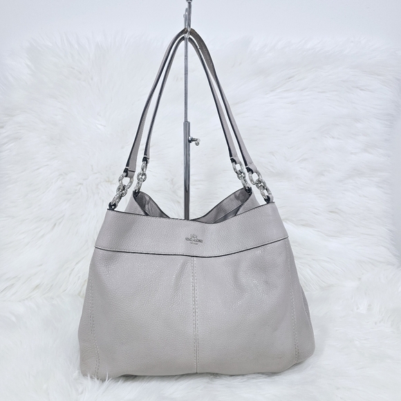 Coach Lexy Shoulder Beige Leather Purse - Picture 15 of 15